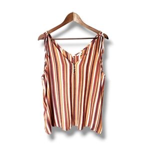 a.n.a Striped Tie Strap Lightweight Tank Top | XXL